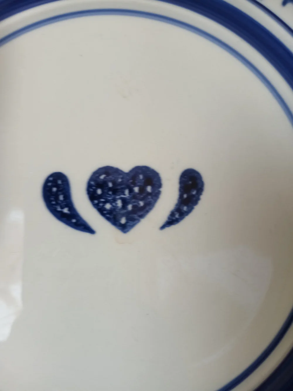 Blue Heart Pattern Ceramic Salad/ Dessert Plates - Set of 2